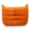 Vintage Togo 1-Seater Sofa from Ligne Roset with Footstool in Orange Fabric, Set of 2 10