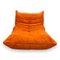 Vintage Togo 1-Seater Sofa from Ligne Roset with Footstool in Orange Fabric, Set of 2, Image 2