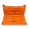 Vintage Togo 1-Sitzer Sofa mit Fußhocker aus Orangefarbenem Stoff von Ligne Roset, 2er Set 8