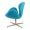 Türkisfarbener Modell 3320 Swan Chair von Arne Jacobsen für Fritz Hansen, 1970er 2