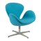 Türkisfarbener Modell 3320 Swan Chair von Arne Jacobsen für Fritz Hansen, 1970er 7