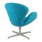 Türkisfarbener Modell 3320 Swan Chair von Arne Jacobsen für Fritz Hansen, 1970er 5