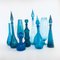 Vasi e decanter vintage in vetro blu, anni '60, set di 9, Immagine 12