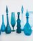 Vasi e decanter vintage in vetro blu, anni '60, set di 9, Immagine 8