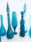 Vasi e decanter vintage in vetro blu, anni '60, set di 9, Immagine 4
