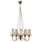 Swedish Modern Chandelier in Brass and Wood, 1940s, Image 1