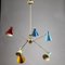 Brass Ceiling Light with Joints and Colored Tin Caps attributed to Stilnovo, 1950s, Image 10