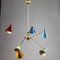 Brass Ceiling Light with Joints and Colored Tin Caps attributed to Stilnovo, 1950s 21
