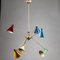Brass Ceiling Light with Joints and Colored Tin Caps attributed to Stilnovo, 1950s 2