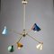 Brass Ceiling Light with Joints and Colored Tin Caps attributed to Stilnovo, 1950s, Image 6