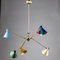 Brass Ceiling Light with Joints and Colored Tin Caps attributed to Stilnovo, 1950s, Image 19
