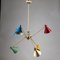 Brass Ceiling Light with Joints and Colored Tin Caps attributed to Stilnovo, 1950s 22