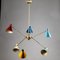 Deckenlampe aus Messing mit Gelenken und farbigen Zinnkappen, Stilnovo zugeschrieben, 1950er 4