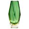 Kleine handgearbeitete Vase aus grünem Muranoglas, Flavio Poli zugeschrieben, Italien, 1970er 1