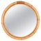 French Riviera Round Mirror with Double Rattan Frame and Wicker, Italy, 1970s, Image 1
