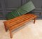 Pine Slatted Bench with Green Skai Seat, 1970s 5