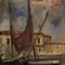 Italian Artist, Harbor View with Boats, 1970, Oil on Cardboard, Framed 6