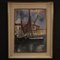 Italian Artist, Harbor View with Boats, 1970, Oil on Cardboard, Framed 1