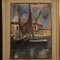 Artista italiano, Veduta del porto con barche, 1970, Olio su cartone, con cornice, Immagine 5