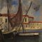 Artiste Italien, Harbour View with Boats, 1970, Huile sur Carton, Encadré 15