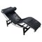 Black Leather LC4 Chaise Lounge by Le Corbusier for Cassina, 1980s 1
