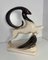 Large Art Deco Style Brown and White Ceramic Ram from Royal Haeger, 1960s 2