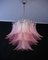 Italian Murano Glass Three-Tier Pink Felci Chandelier, 1990s 1