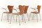 Model 3207 Chairs in Teak by Arne Jacobsen for Fritz Hansen, Denmark, 1955, Set of 4 9