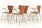 Model 3207 Chairs in Teak by Arne Jacobsen for Fritz Hansen, Denmark, 1955, Set of 4, Image 9