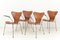 Model 3207 Chairs in Teak by Arne Jacobsen for Fritz Hansen, Denmark, 1955, Set of 4 1