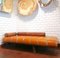 Sofá cama posmoderno vintage de cuero y madera de palma de Pacific Green, años 90, Imagen 1