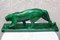 Large Art Deco Panther Sculpture in Green Earthenware by Irénée Rochard, 1930s 8