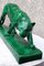 Große Art Deco Panther Skulptur aus grünem Steingut von Irénée Rochard, 1930er 13