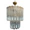 Opalescent Murano Glass and Gilded Metal Cascade Chandelier attributed to Mazzega, 1970s 1