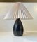 Scandinavian Modern Black White Sgrafitto Table Lamp by Elisabeth Loholt, 1950s 1