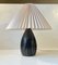 Scandinavian Modern Black White Sgrafitto Table Lamp by Elisabeth Loholt, 1950s, Image 1