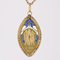 French Art Deco Enamel Natural Pearl 18 Karat Yellow Gold Virgin Medal, 1930s 11