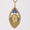 French Art Deco Enamel Natural Pearl 18 Karat Yellow Gold Virgin Medal, 1930s, Image 11