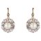 French 18 Karat Rose Gold Lever-Back Earrings with Fine Pearl & Diamonds, 1890s, Set of 2 1