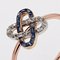 French Art Deco 18 Karat Rose Gold Staple Ring with Sapphires & Diamonds, 1920s 9