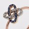 French Art Deco 18 Karat Rose Gold Staple Ring with Sapphires & Diamonds, 1920s, Image 9