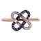 French Art Deco 18 Karat Rose Gold Staple Ring with Sapphires & Diamonds, 1920s 1