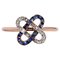 French Art Deco 18 Karat Rose Gold Staple Ring with Sapphires & Diamonds, 1920s, Image 1
