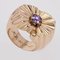 Anillo de tanque francés de oro amarillo de 18 quilates con zafiro morado natural, años 50, Imagen 9