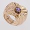 French 18 Karat Yellow Gold Gadrooned Tank Ring with Natural Purple Sapphire, 1950s, Image 9