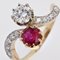 18 Karat Yellow Gold Ring with Ruby and Diamonds, 1960s, Image 11