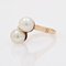 French Modern 18 Karat Yellow Gold Duo Ring with Cultured Pearls 3