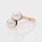 French Modern 18 Karat Yellow Gold Duo Ring with Cultured Pearls, Image 3