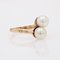 French Modern 18 Karat Yellow Gold Duo Ring with Cultured Pearls 4