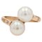 French Modern 18 Karat Yellow Gold Duo Ring with Cultured Pearls 1